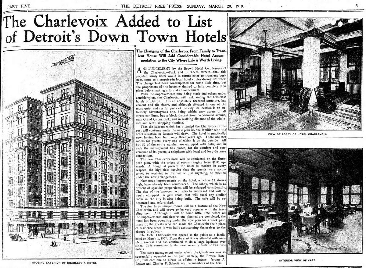 Charlevoix Hotel - Mar 20 1910 Article (newer photo)